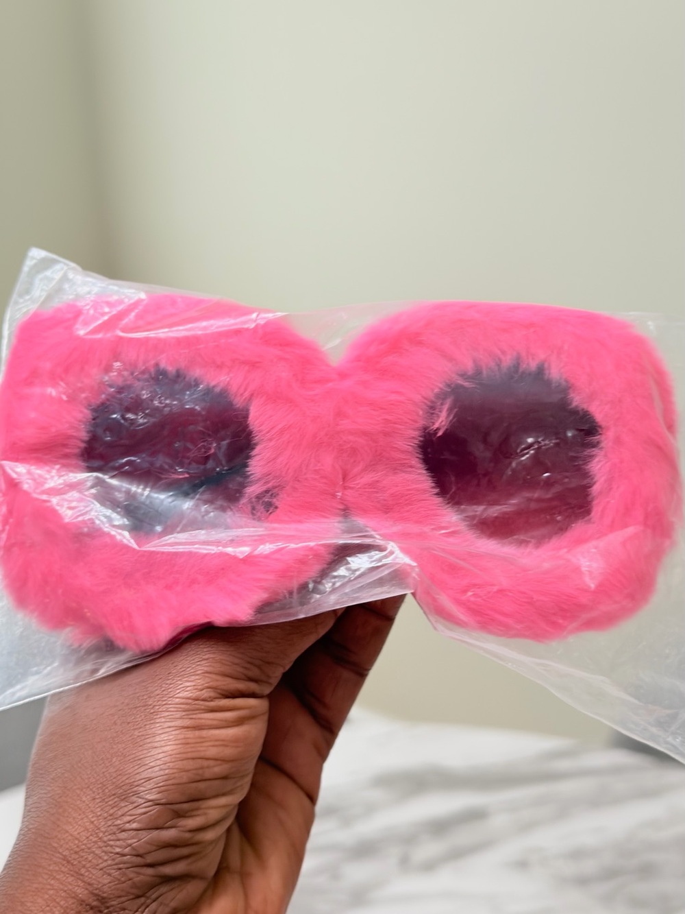 Fuzzy Hot Pink Round Frame Sunglasses